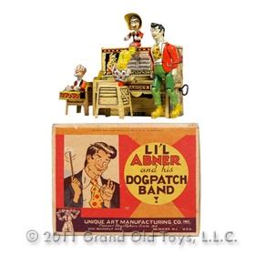 metal toys box scenes sides|1946 Unique Art Mfg Co., Lil' Abner Band In Original Box.